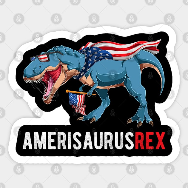 T Rex Dinosaur American Flag 4th Of July Gift For Kids Boys Sticker by kevenwal